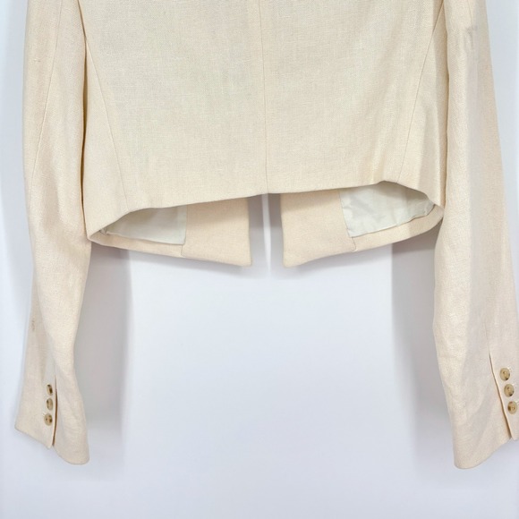 NWT ALC Andrews Cropped Open Blazer Sz 12 Cream Linen Tailored Chic *Flaw - Picture 16 of 16